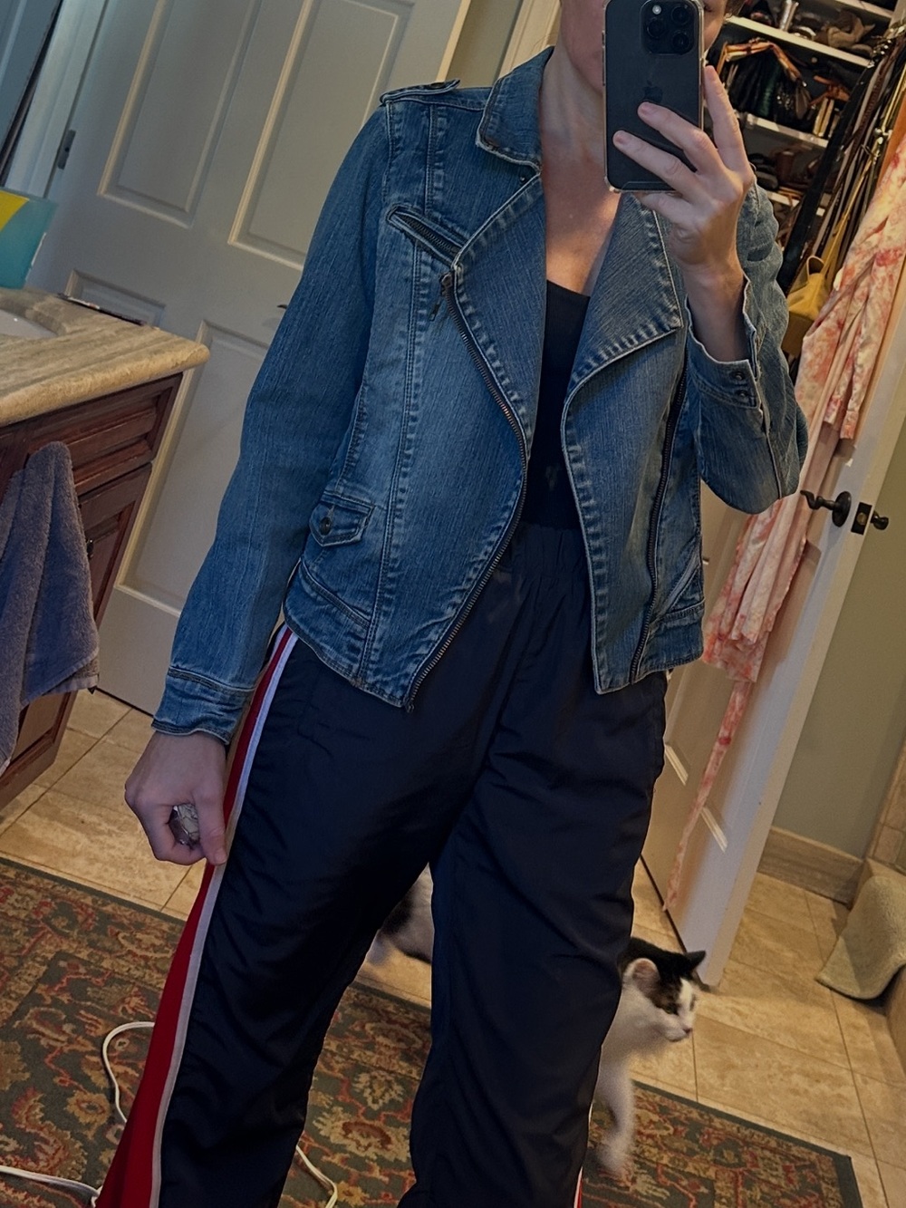 Women's Blue Denim Moto Jacket